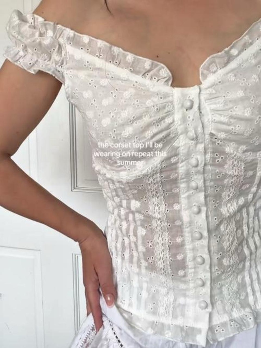 Princess Polly White Eyelet Milkmaid Top